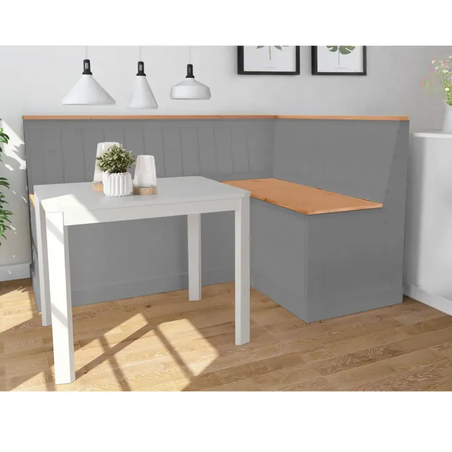 Sara - Eetkamerbank in grenen grijs/gebeitste was