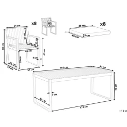 SASSARI II - Tuinset voor 8 - Lichthout/Wit - FSC acaciahout