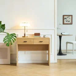 Scandinavische Console Tafel van Hout met 2 Laden