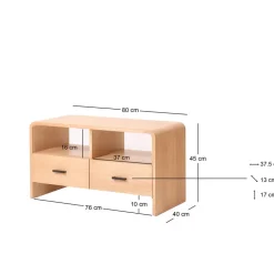 Scandinavische TV-meubel van massief hout met 2 laden