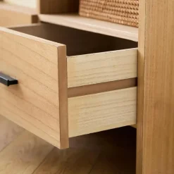 Scandinavische TV-meubel van massief hout met 2 laden