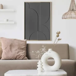 Schilderij 3D Art Puzzeled - charcoal - 70 x 50cm - Zwart