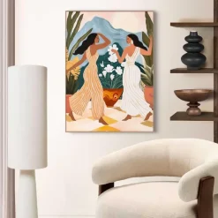 Schilderij Dansende dames - 70 x 50cm - Bont