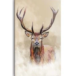 Schilderij Getekend hert - 118 x 70cm - Beige