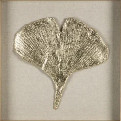 Schilderij Ginko goudkleur MDF/glas - 50x50 cm