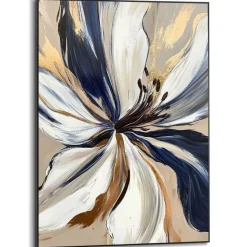 Schilderij Glamour Flower - 70 x 50cm - Blauw