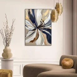 Schilderij Glamour Flower - 70 x 50cm - Blauw