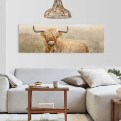 Schilderij Hooglander - 52 x 156cm - Beige