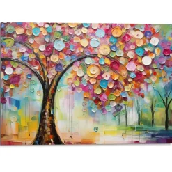 Schilderij Life Tree - colourful - 100 x 140cm - Bont