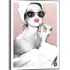 Schilderij Lipstick Beauty - 70 x 50cm - Roze