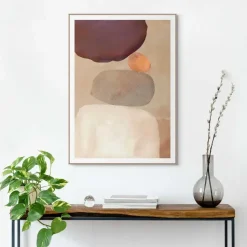 Schilderij Pebble Play - 70 x 50cm - Bruin