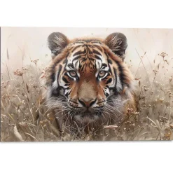 Schilderij Tijger op jacht - 60 x 90cm - Bruin