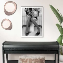 Schilderij Toilet Fashion - 70 x 50cm - Zwart-Wit