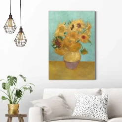 Schilderij Van Gogh - Zonnebloemen - 60 x 90cm - Geel