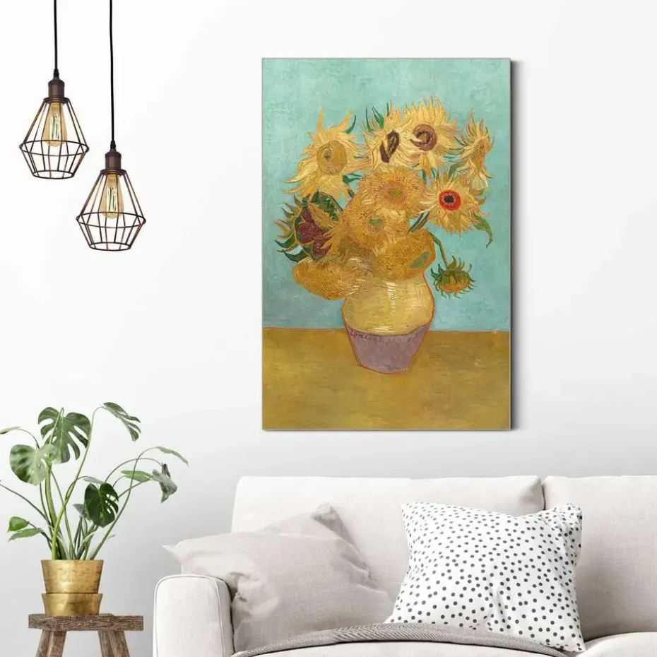 Schilderij Van Gogh - Zonnebloemen - 60 x 90cm - Geel