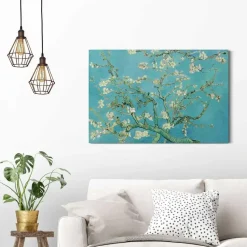 Schilderij Van Gogh Amandelbloesem - 60 x 90cm - Blauw