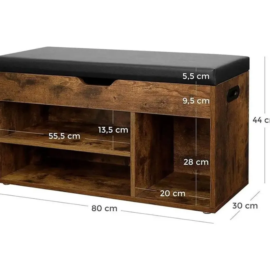 Schoenbank -Schoenenrek - Opbergruimte onder de zitting - 80 x 30 x 44 cm