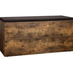 Schoenenbank - met kussen - 10 vakken - 104x48x30 cm - vintage bruin