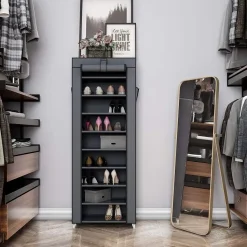 Schoenenkast - 10 Niveaus - tot 27 Paar Schoenen - 58x160cm - Grijs