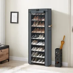 Schoenenkast - 10 Niveaus - tot 27 Paar Schoenen - 58x160cm - Grijs