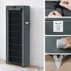 Schoenenkast - 10 Niveaus - tot 27 Paar Schoenen - 58x160cm - Grijs