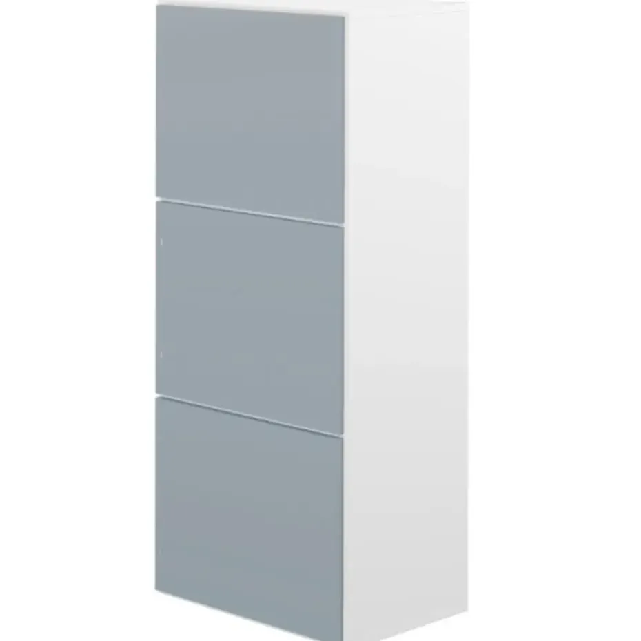 Schoenenkast Baylinn 3 draaideuren en 5 legplanken-celadon grijs/wit