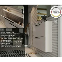 Schoenenkast Jonas 140cm met twee deuren - kasjmier beige