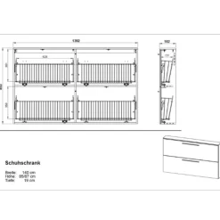 Schoenenkast Jonas 140cm met twee deuren - kasjmier beige