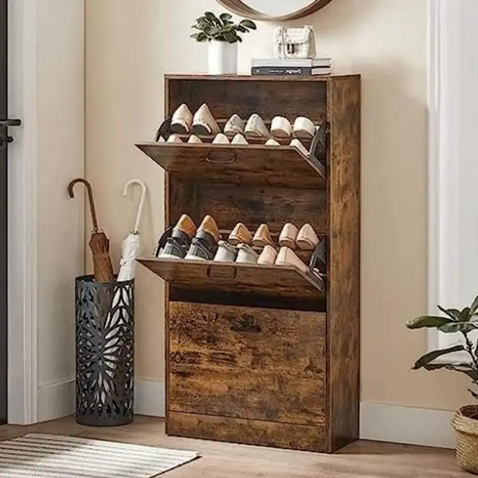 Schoenenkast: Opbergkast van 3 niveaus, 18 paar