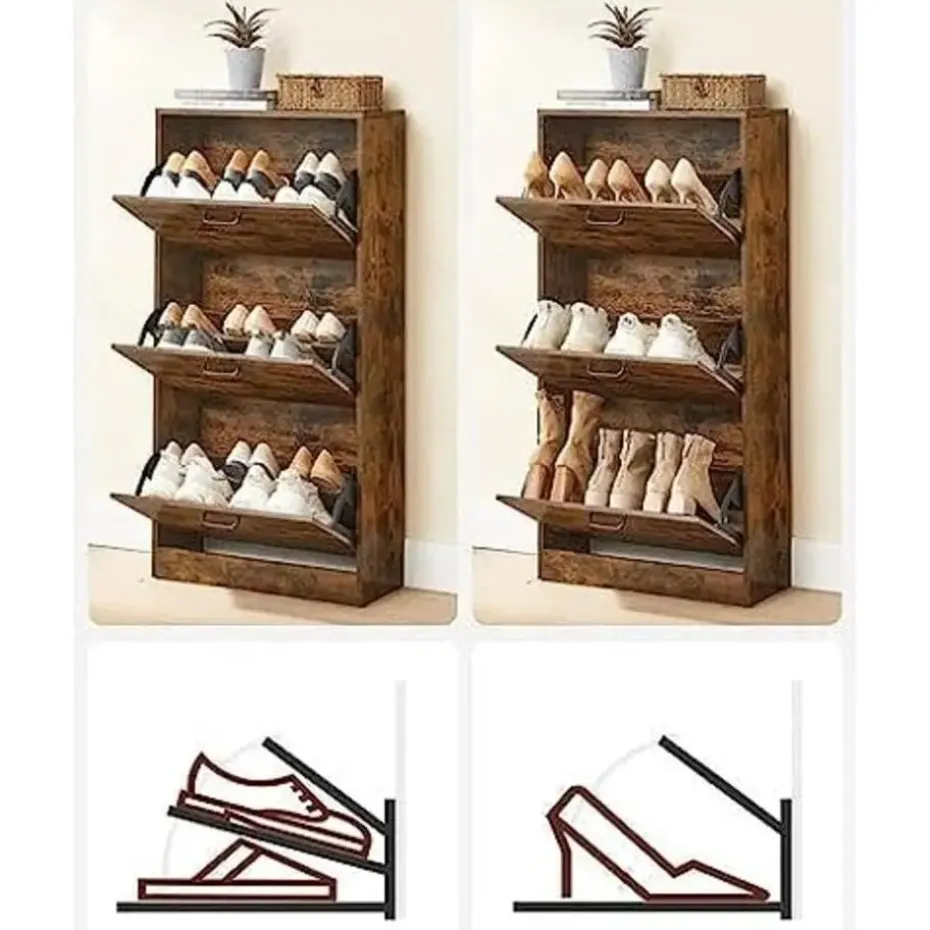 Schoenenkast: Opbergkast van 3 niveaus, 18 paar