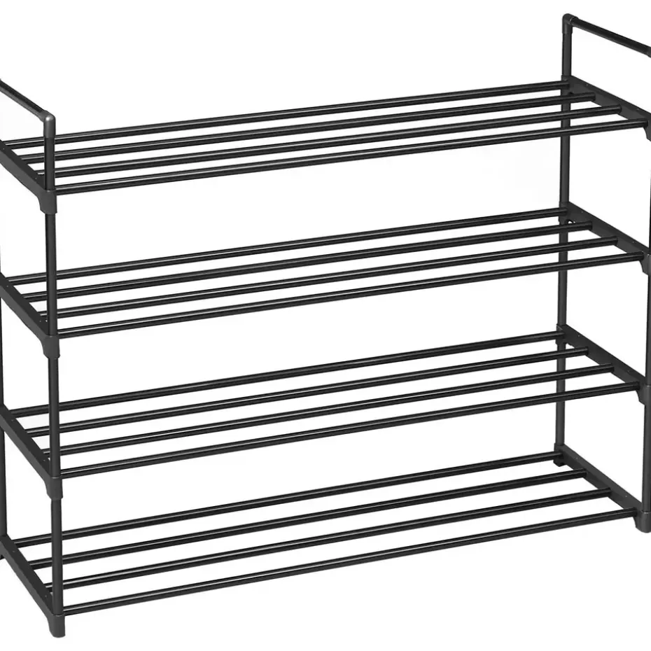 Schoenenrek - 4 niveaus - metaal - 92x73x30 cm - zwart