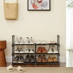 Schoenenrek - 6 Vakken - Schoenenopberger - 30 x 45 x 106 cm - Metaal - Zwart