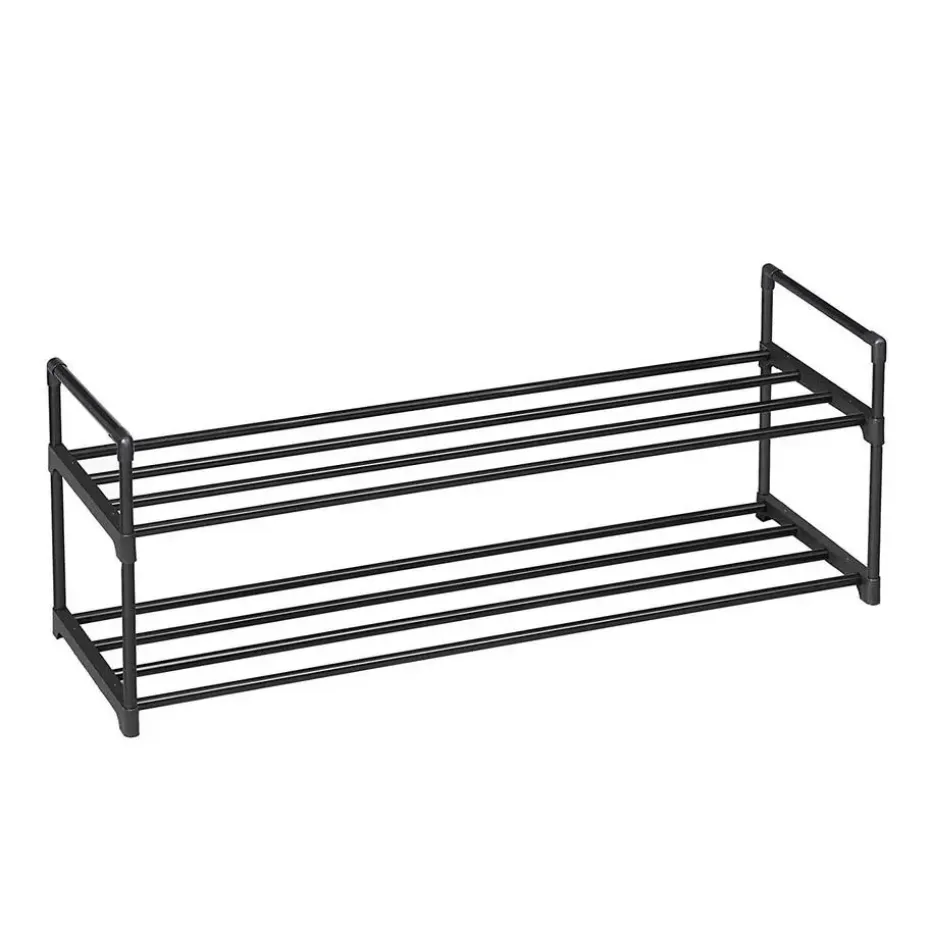 Schoenenrek - stapelbaar - 2 niveaus - 92x33x30 cm - zwart