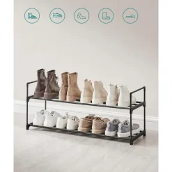 Schoenenrek - stapelbaar - 2 niveaus - 92x33x30 cm - zwart