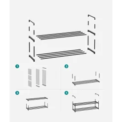Schoenenrek - stapelbaar - 2 niveaus - 92x33x30 cm - zwart