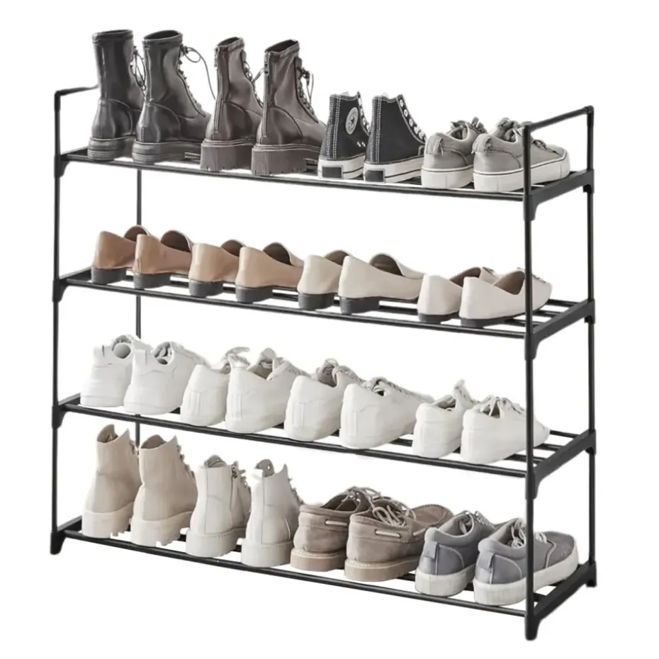 Schoenenrek - stapelbaar - 92x113x30 cm - zwart