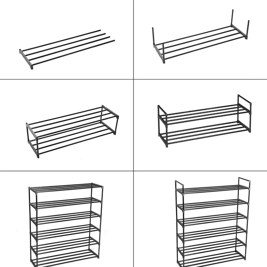 Schoenenrek - stapelbaar - 92x113x30 cm - zwart