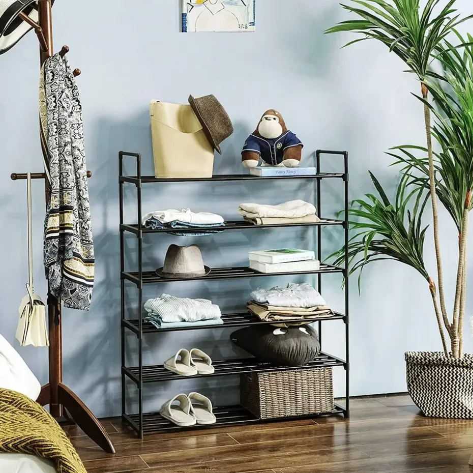 Schoenenrek - stapelbaar - 92x113x30 cm - zwart