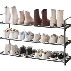 Schoenenrek - stapelbaar - 92x54x30 cm - zwart