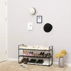 Schoenenrek - stapelbaar - 92x54x30 cm - zwart