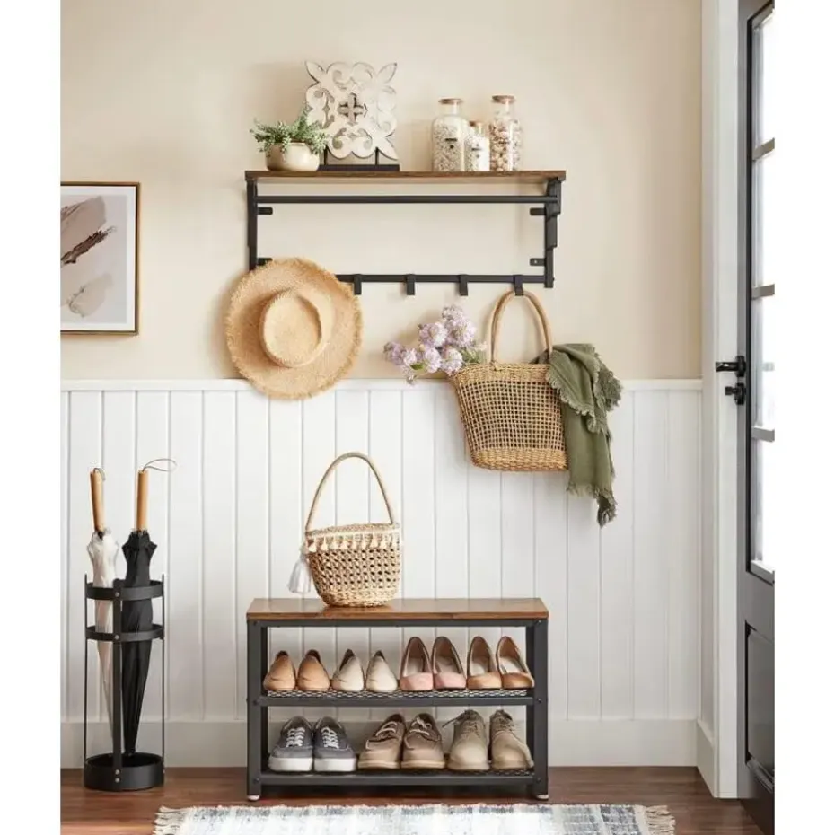 Schoenenrek - vintage - 73x45x30 cm - vintage bruin