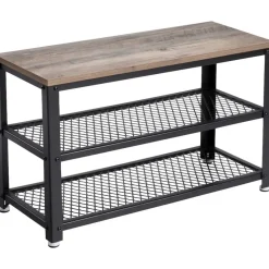 Schoenenrek met 2 legplanken - Schoenenbank - Industrieel design - Grijs-Zwart