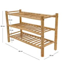 Schoenenrek met 3 planken van massief bamboe