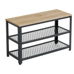 Schoenenrek met Industriële Look - Zwart Frame - 73x30x45cm