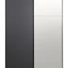 Schuifdeurkast Bergamo - antraciet/spiegel - 221x178,5x66,6 cm