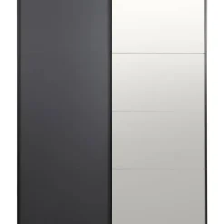 Schuifdeurkast Bergamo - antraciet/spiegel - 221x178,5x66,6 cm