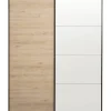 Schuifdeurkast Bergamo - eikenkleur/spiegel - 221x178,5x66,6 cm