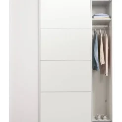 Schuifdeurkast Bergamo - wit/spiegel - 221x178,5x66,6 cm