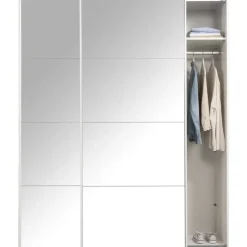 Schuifdeurkast Bergamo met spiegeldeuren - wit - 221x178,5x66,6 cm