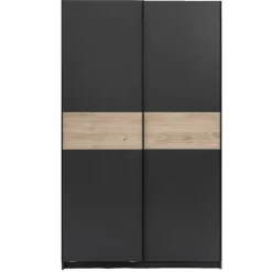 Schuifdeurkast Genua - antraciet/eikenkleur - 204x122x60 cm